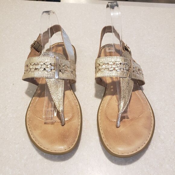 Born Women’s sz 1 Tilde Thong Sandal Light Gold Metallic Comfort Insole - Picture 3 of 6